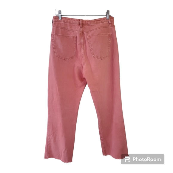 Adika Womens High Rise Wide Leg Distressed Jeans. Salmon. Size L - Picture 5 of 5